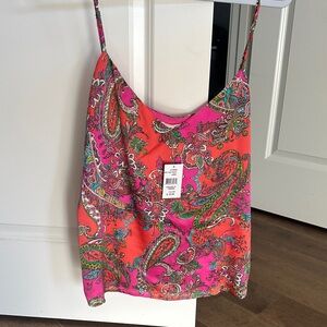 L'AGENCE Pink and Orange Paisley Camisole